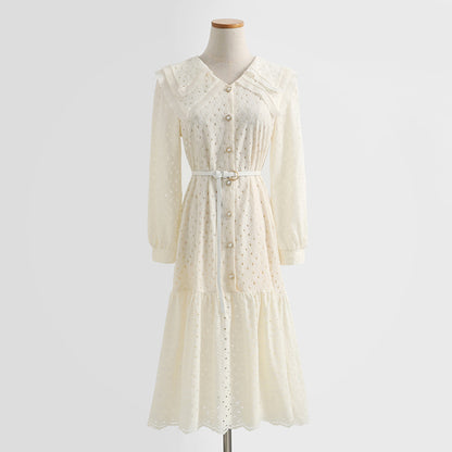 White lace dress with slim waist fairy skirt  2217