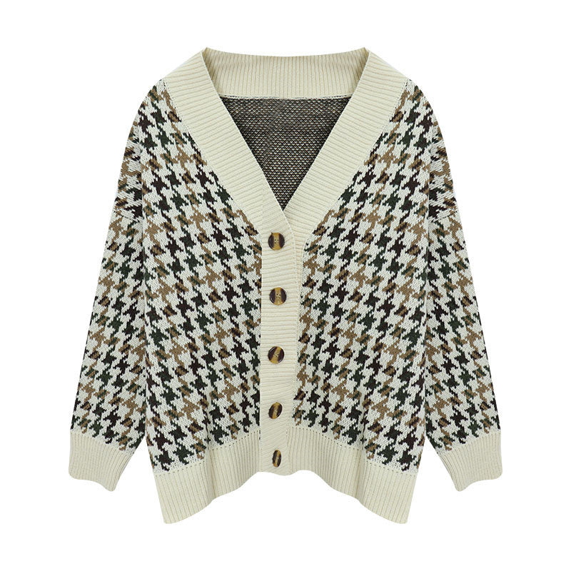 Nouveau style, pull bleu ciel et nuage blanc, cardigan ample étudiant 1423