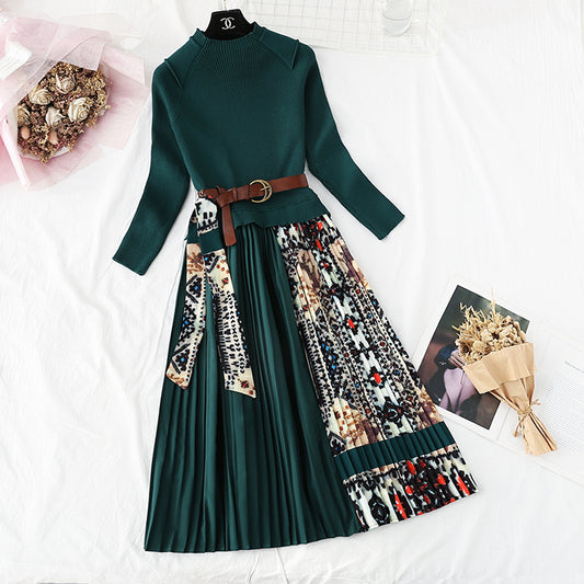 Knitted dress new women's autumn and winter French Retro  2134
