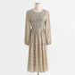 Chiffon floral dress long sleeve temperament bottomed skirt  2433