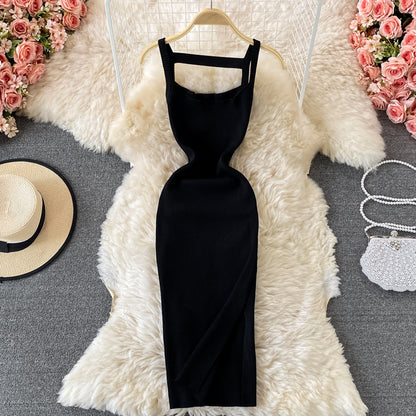 French Open Back suspender knitted dress  3333