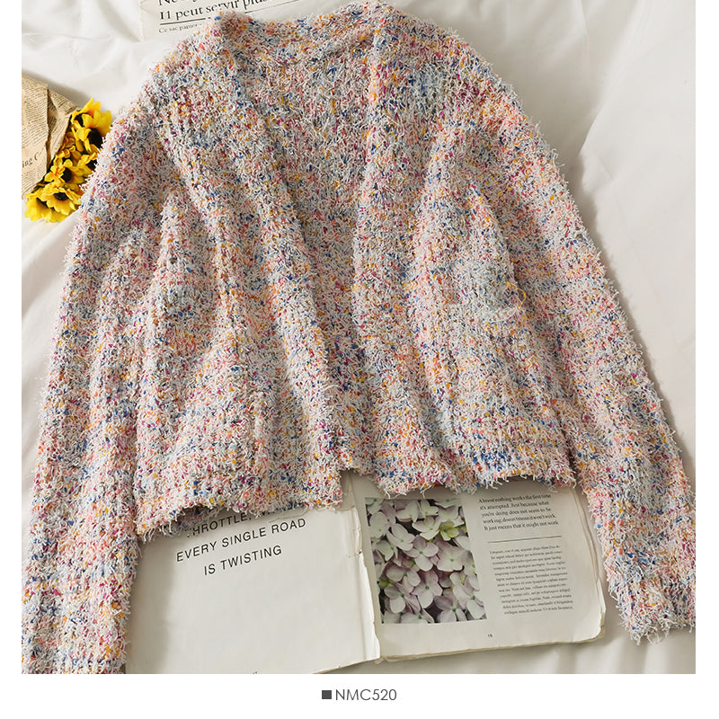 Elegant wool tassel long sleeve loose thin sweater  2036