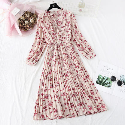 With a bottom pleated floral skirt inside, French first love retro super Fairy  2294