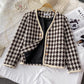 Little fragrant wind celebrity tweed thousand bird lattice coat female  1633