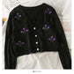 Vintage bestickter kurzer Cardigan einreihiger Langarmpullover 1811