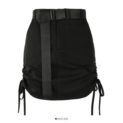 Strapping high waist slim drawstring pleated Hip Wrap Skirt for women  2498
