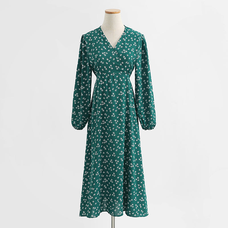 New women's V-neck Chiffon Floral Dress  2229