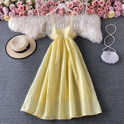 Super fairy open back fluffy skirt French retro suspender skirt  2956