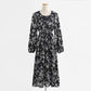 New long sleeved lady temperament black skirt retro long skirt  2335