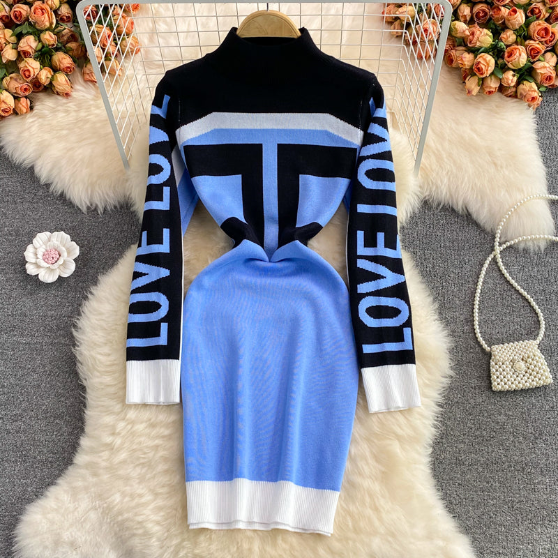 Stretch tight printed knitted dress  2918