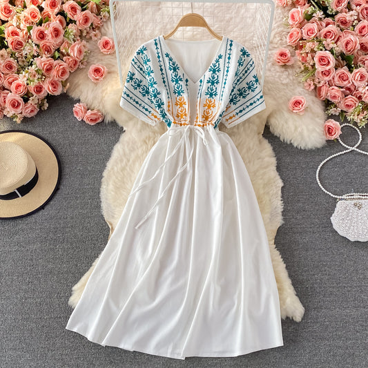 National style beach skirt seaside holiday big swing long skirt  3105