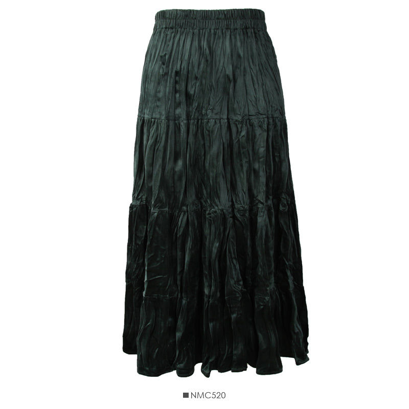 Pleated stitched A-line skirt women's new solid medium length skirt  2506