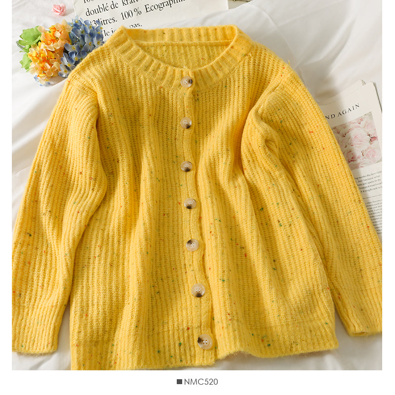 Korean retro medium length single breasted long sleeved sweater  1867