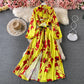 Slim and slim, lotus leaf border, waist closed and large swing A-shaped skirt  2967