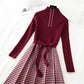 Celebrity high-end temperament medium length bottomed skirt  2402