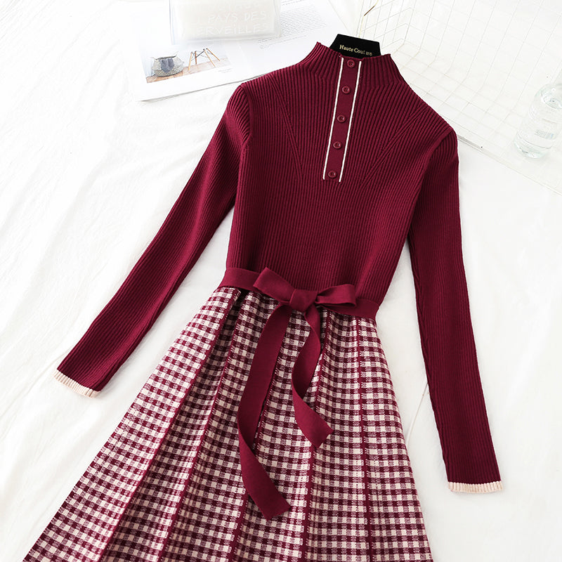 Celebrity high-end temperament medium length bottomed skirt  2402