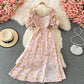 Narrow waist, thin bubble sleeve, first love, gentle wind, long skirt  3344