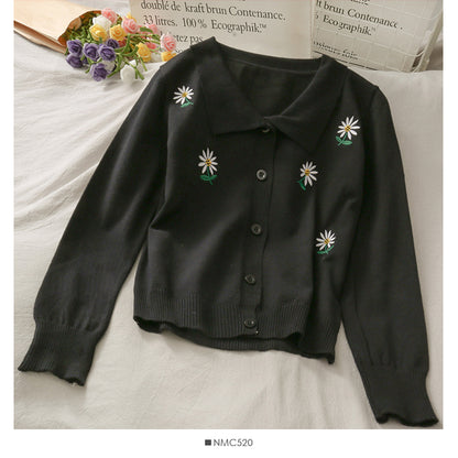 Korean leopard bow half high neck solid color sweater for women  1935