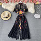 Vintage Hepburn light familiar style stand collar lace dress  3160