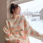New, loose, sweet, girl strawberry pullover, lazy, vintage, heavy knitted sweater  1438