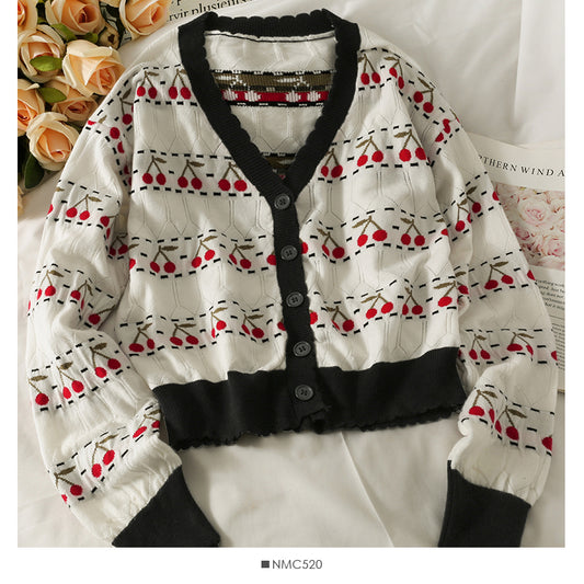 Strickwaren Damen Herbst Langarm locker V-Ausschnitt Top 1990