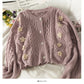 Pullover weibliche Nagelperle dreidimensionale Blume einreihige Strickjacke 1807