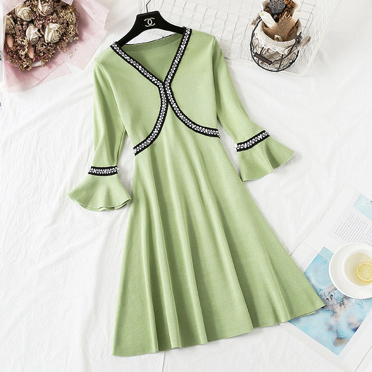 French wisdom smoked Platycodon skirt shows thin temperament at the waist  2355