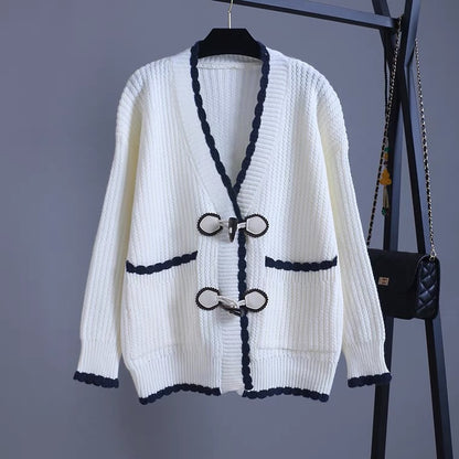 Cardigan, pull ample, haut boutonné en corne 1402