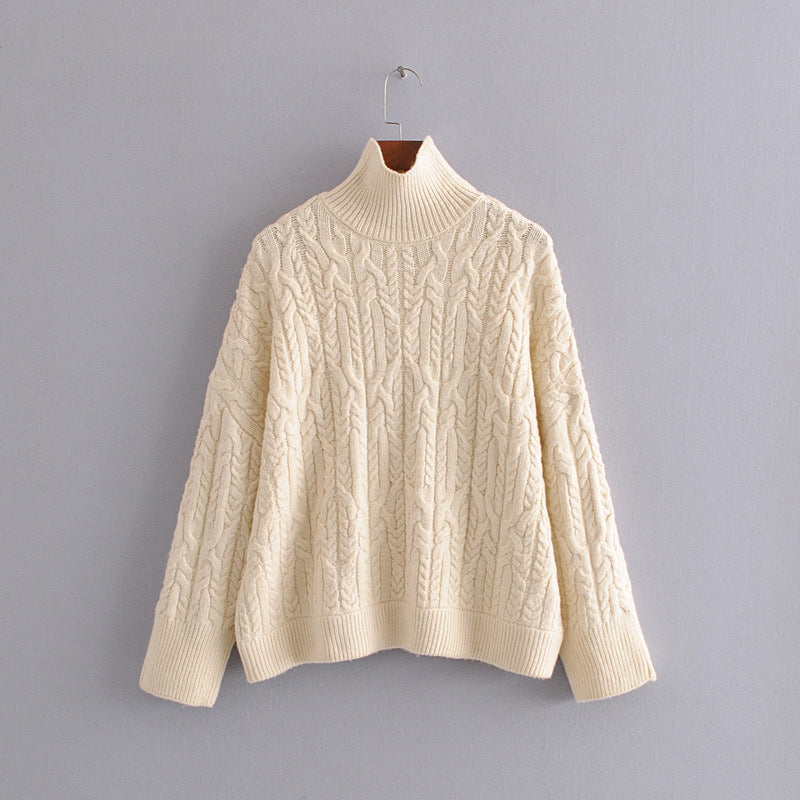 Pull col roulé femme pour l'automne en tricot à huit brins 1370