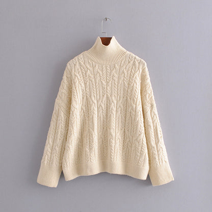 Pull col roulé femme pour l'automne en tricot à huit brins 1370