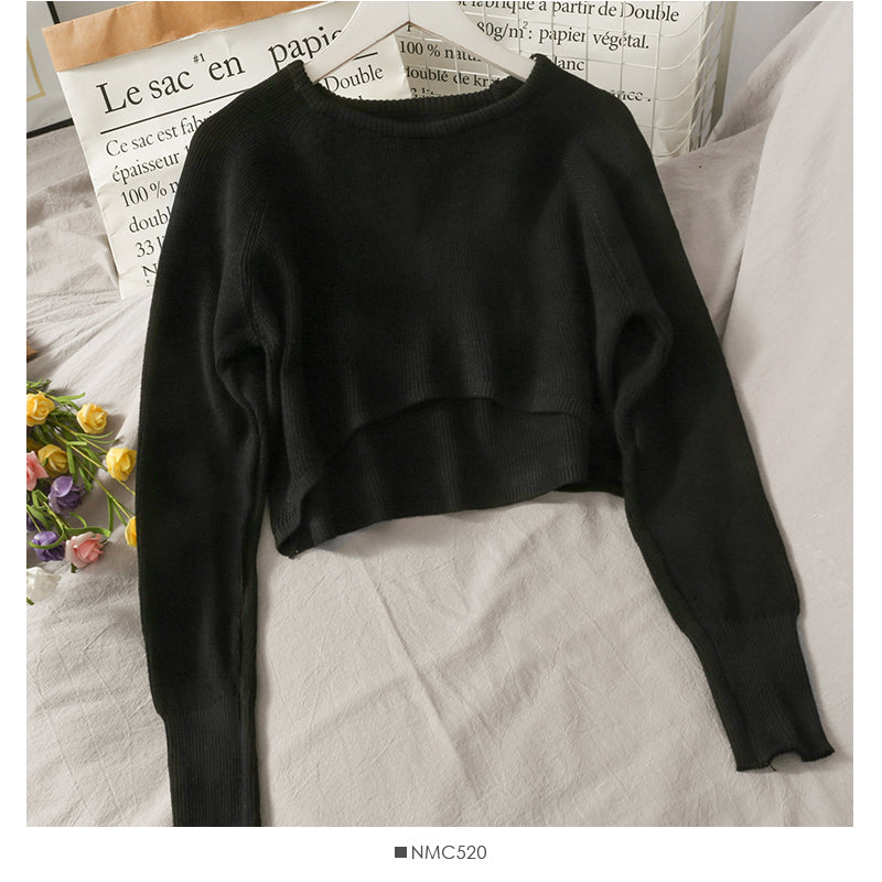 French minority front short back long Pullover Sweater women  1700