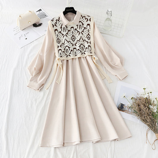 New waistcoat two piece slim knit dress  2137