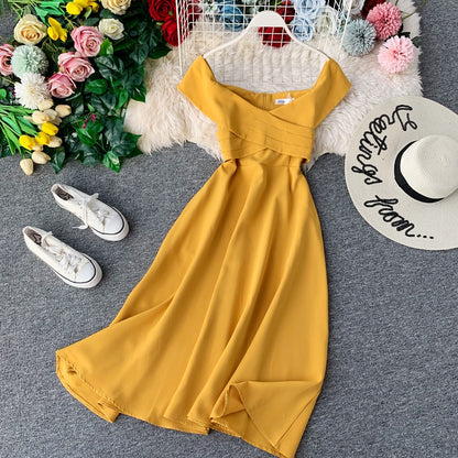 Line neck backless dress  2924