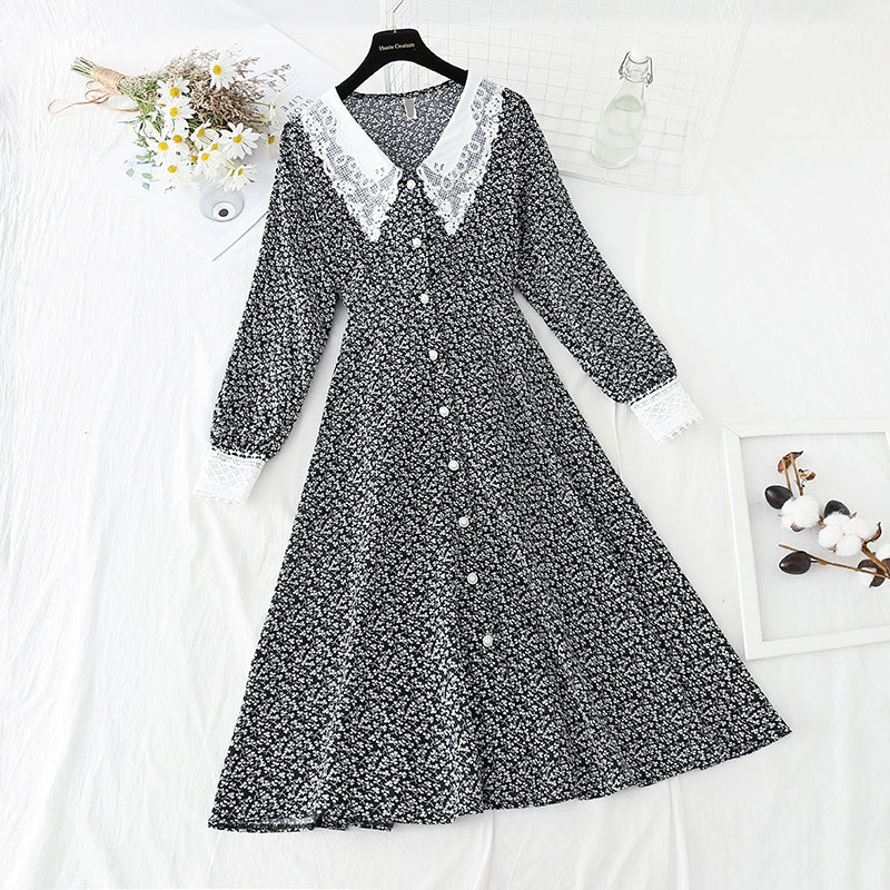 Korean patchwork Floral Dress  2244