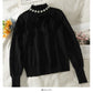 Sweet Wind Nail Bead Fliege Stehkragen Pullover Top 1822