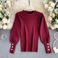 Top Damen-Blasenärmel innen und außen Wollpullover 1574