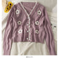 Sweet wind color blocking wavy edge stripe breasted cardigan top  1821