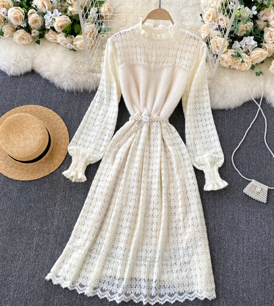 A line lace long sleeve dress fashion dress  1312