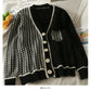 Vintage contrast stitched bird check low neck T-shirt for women  2017