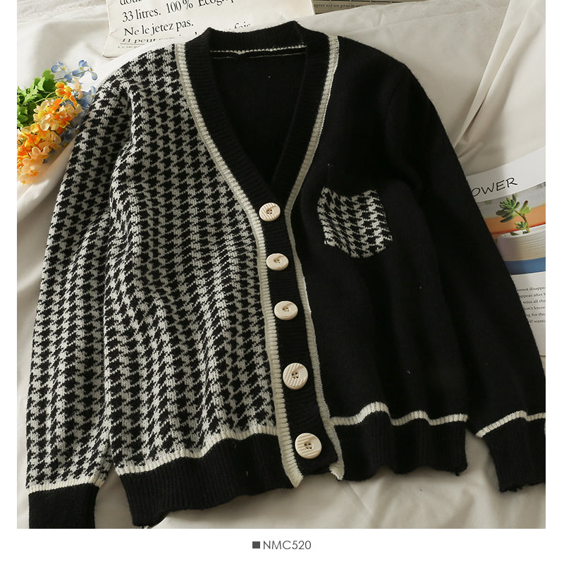 Vintage contrast stitched bird check low neck T-shirt for women  2017
