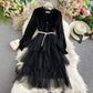 Mesh Ruffle lace patchwork cake skirt dress  3282