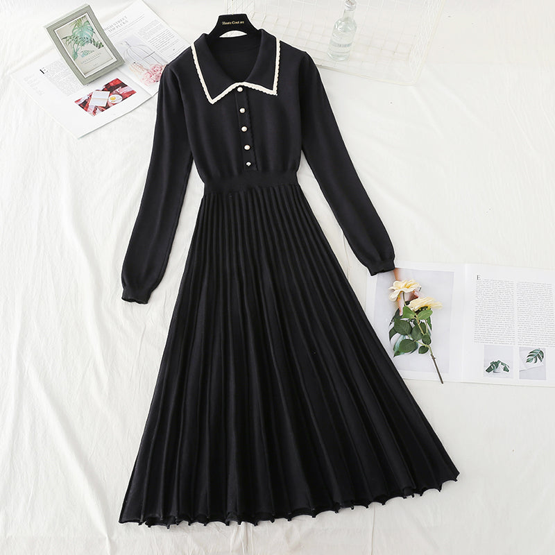 New autumn and winter long sleeve pleated light mature wind with bottom skirt  2224
