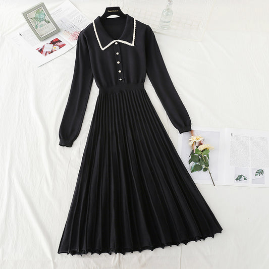 New autumn and winter long sleeve pleated light mature wind with bottom skirt  2224
