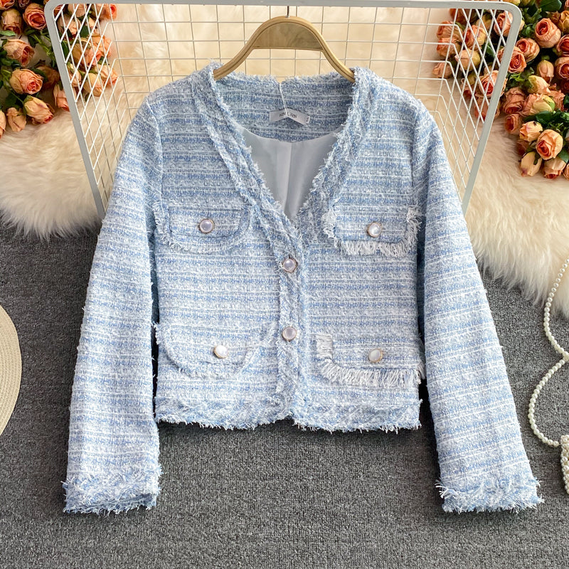 Temperament celebrity small fragrance tweed short coat female  1637