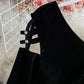 Black velvet short dress long sleeve dress  1300