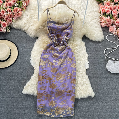 Sanftes Wind-Fee-Flor-Hüftkleid mit Sling-Wrap-Ausschnitt 3329