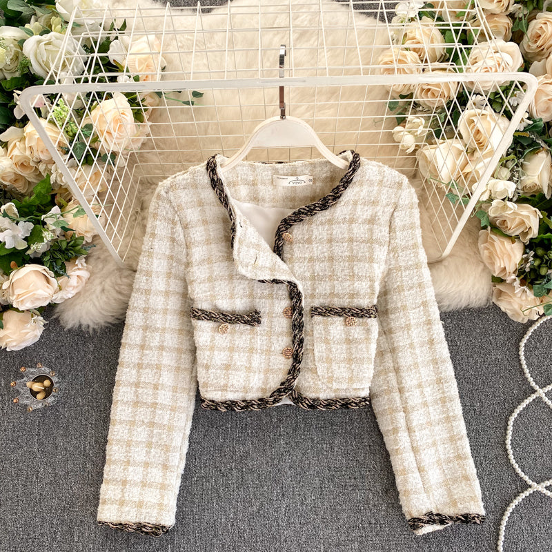 Small fragrant coat women's autumn and winter coat cardigan  1494