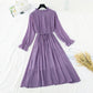Wave point dress new autumn and winter dress French retro broken flower chiffon long skirt  2128