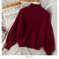 Herbst und Winter süßer und vielseitiger Pullover mit halbhohem Kragen und langen Ärmeln 1922