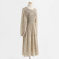 Chiffon floral dress long sleeve temperament bottomed skirt  2433